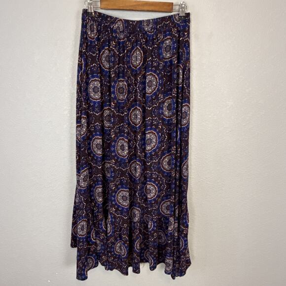 Earthbound Womens Flare Maxi Skirt Size S Medallion Gypsy Bobo Slit Lightweight - Picture 7 of 8